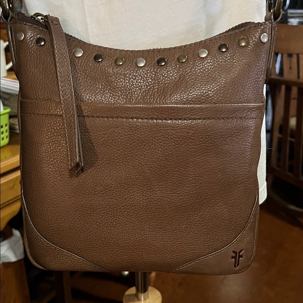 Frye Brown Crossbody Bag with Stud Accents